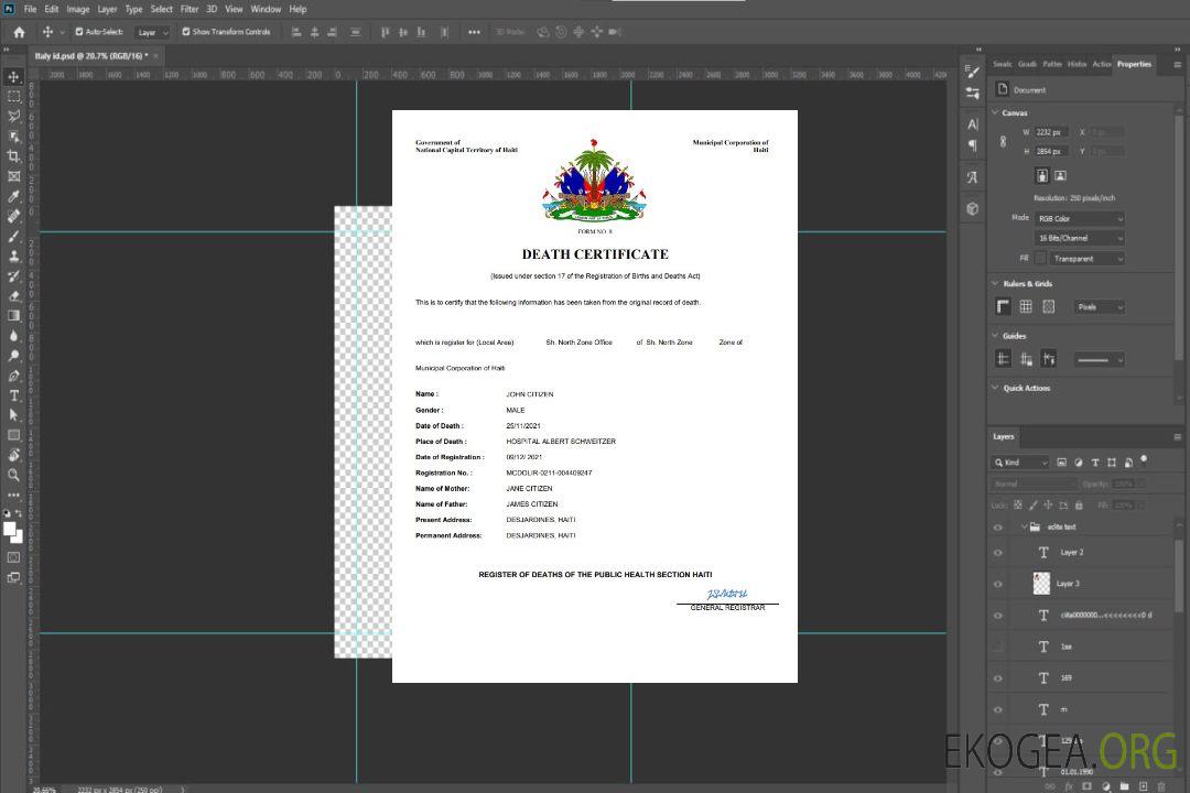 Modèle Word et PDF de certificat de décès en Haïti template Modèle Word et PDF de certificat de décès en Haïti template